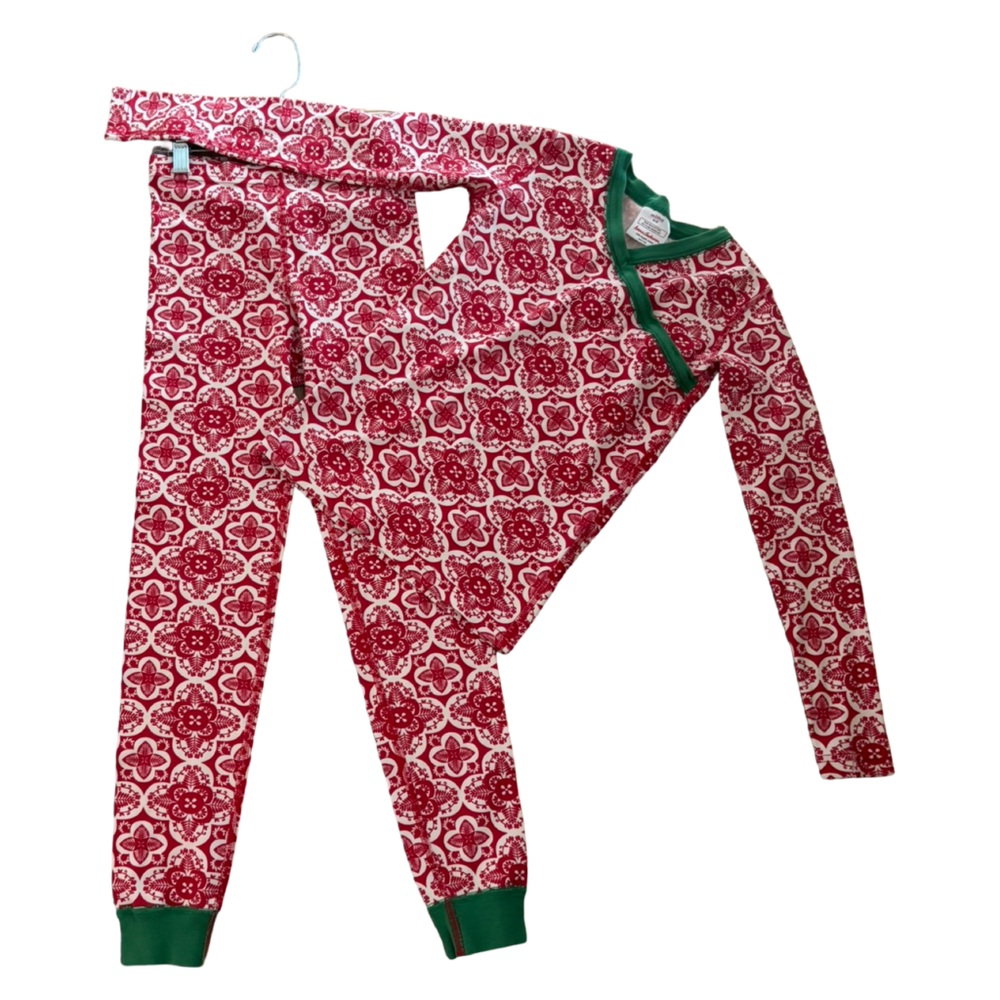 Hanna Andersson Red & White Patterned Organic Cotton Lounging Pajama Set Size 10